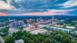 Greenville South Carolina Sc Skyline Aerial At Sunset